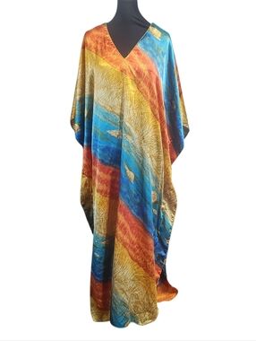 Vintage Winlar Kaftan One Size 70's Polyester Muumuu Dress Kimono Batwing Caftan
